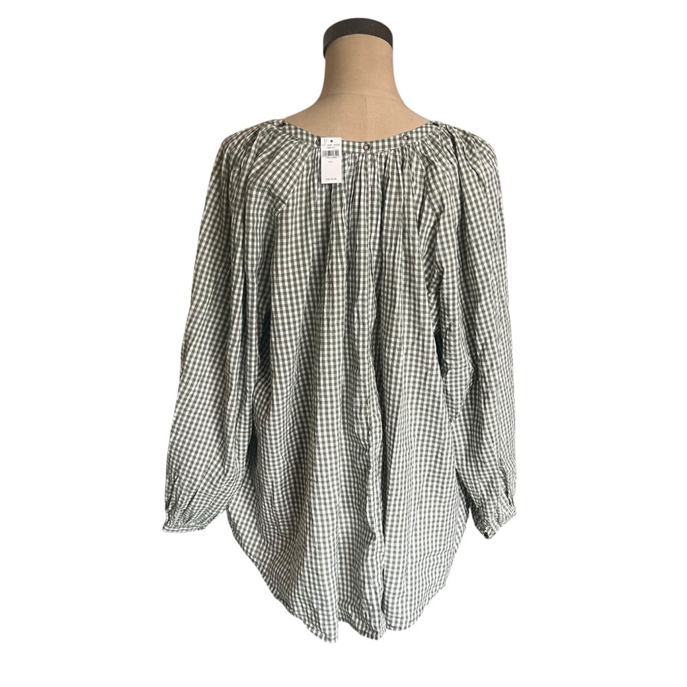 Arie‎ NEW Green & white woven Gingham fairy lightweight women’s top SZ L - Picture 5 of 11